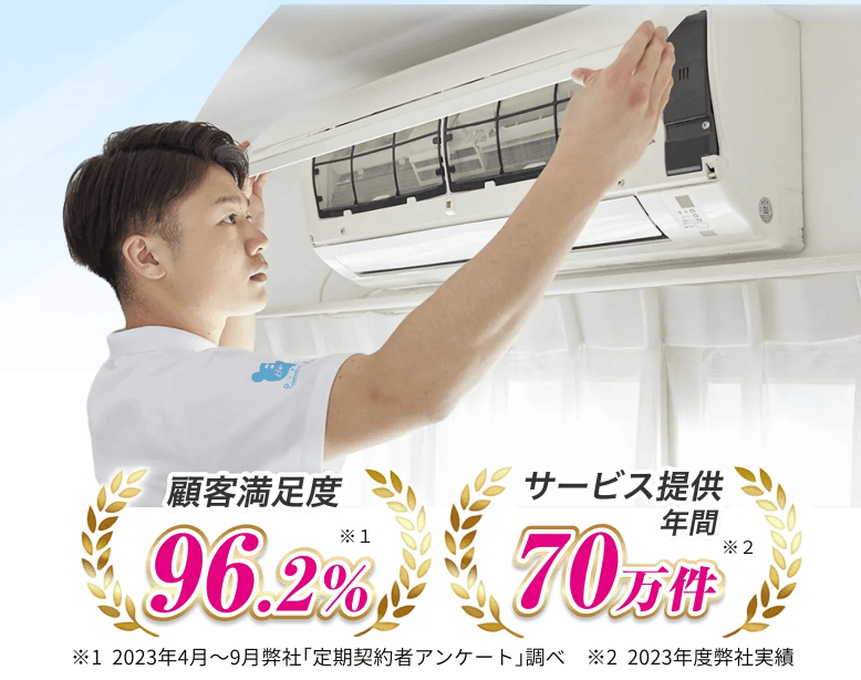 ベアーズ エアコンクリーニング 顧客満足度96.2% サービス提供 年間70万件